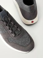 Tod's - Suede-Trimmed Wool-Knit Sneakers - Gray