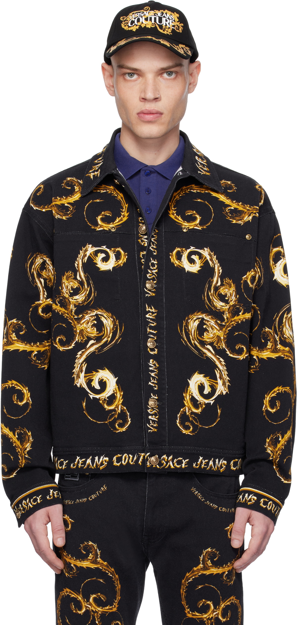 Versace Jeans Couture Black Chromo Couture Denim Jacket Versace