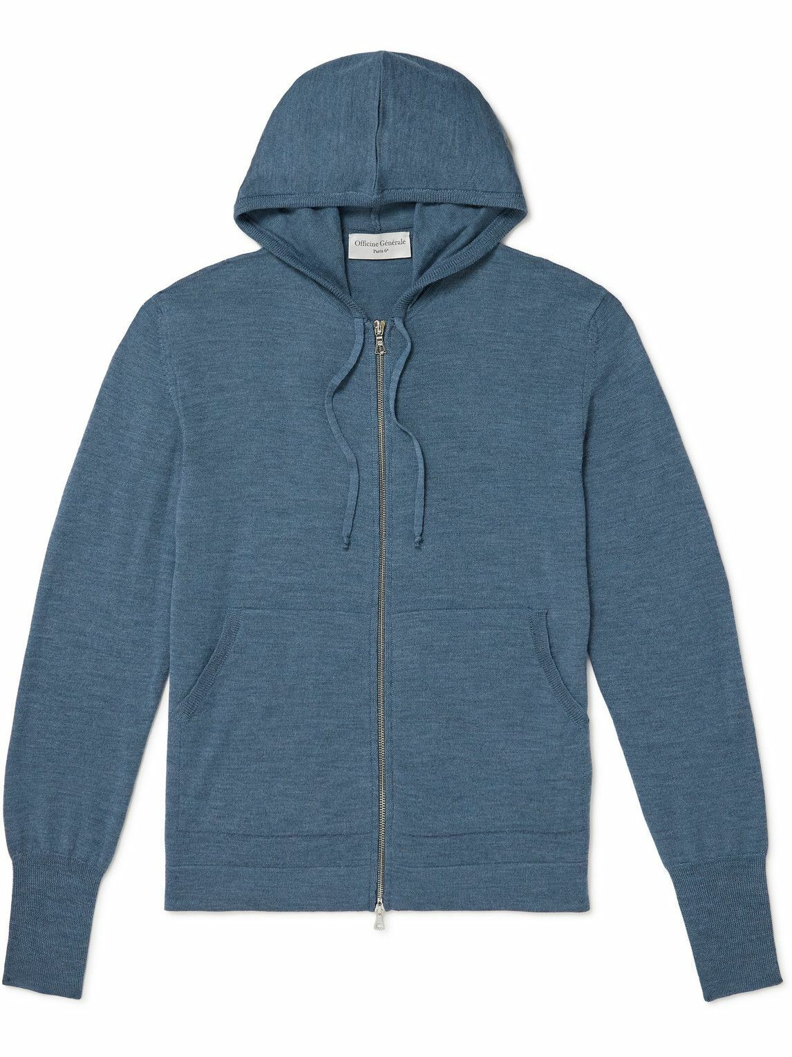 Officine Générale - Merino Wool Zip-Up Hoodie - Blue Officine Generale