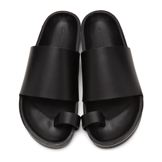 ★Jil Sander★ Leather Slide Black JP38001A15511001 Jil Sander Black Leather Slide Sandals Jil Sander
