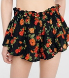 Caroline Constas Floral linen bandana, crop top and shorts set
