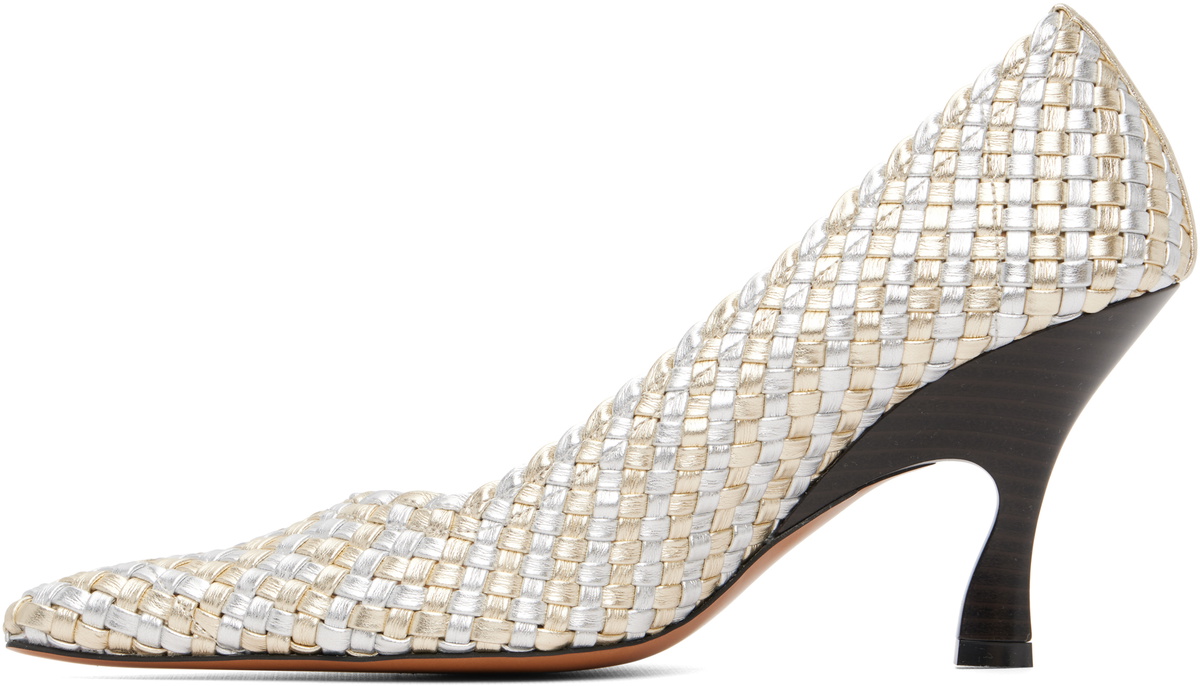 Stella McCartney Silver & Gold Elsa Woven Metallic Heels