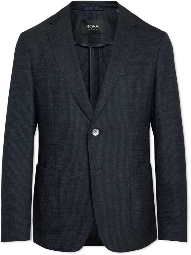 Photo: Hugo Boss - C-Hanry-214 Slim-Fit Unstructured Stretch Virgin Wool and Silk-Blend Suit Jacket - Blue