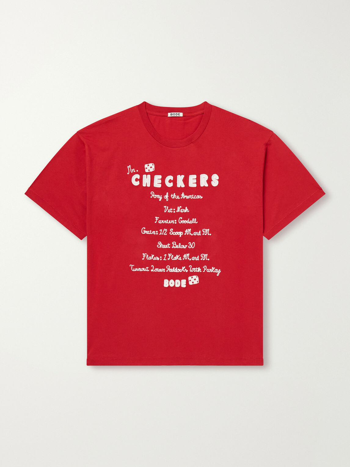 BODE - Embroidered Cotton-Jersey T-Shirt - Red