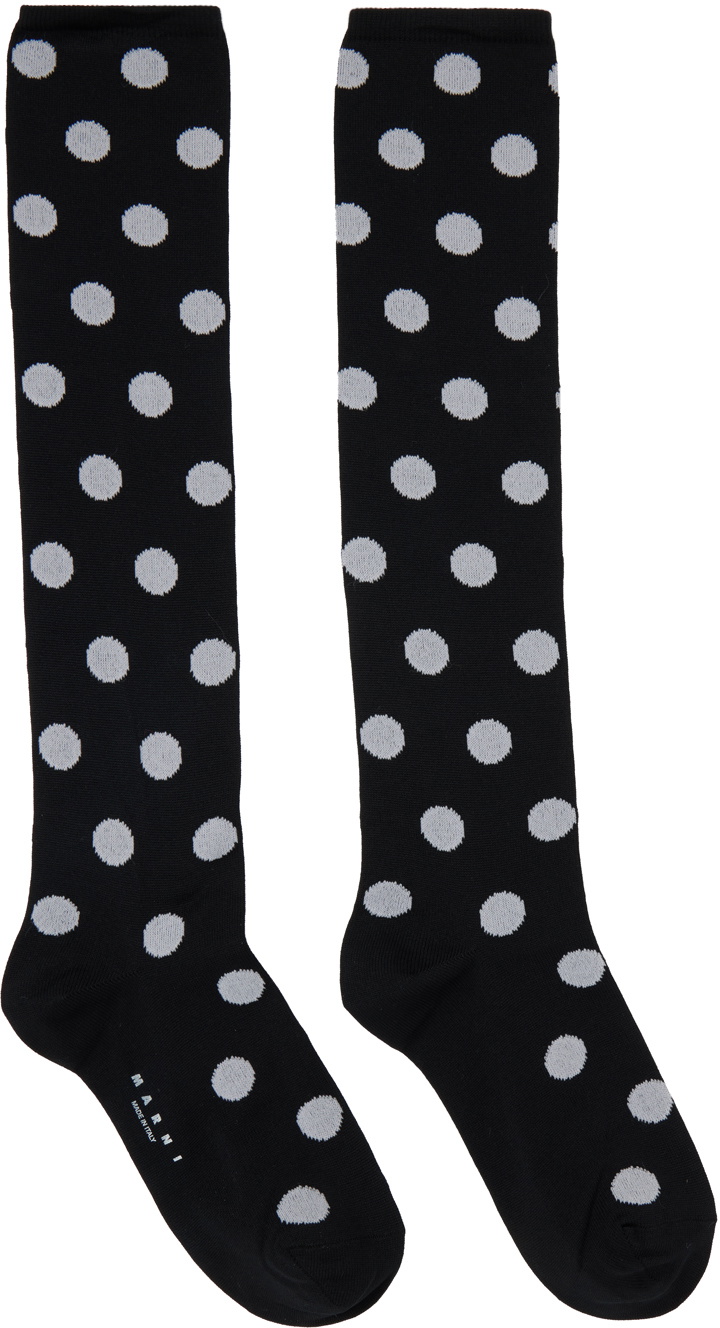 Marni Black White Polka Dots Socks Marni