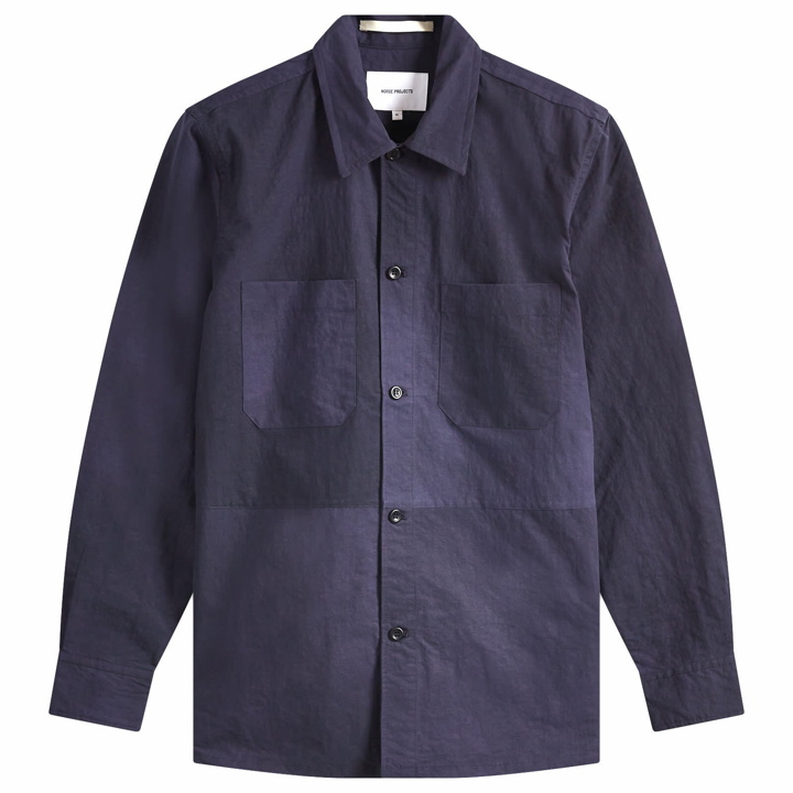 Photo: Norse Projects Men's Ulrik Wave Dye Overshirt in Dark Navy