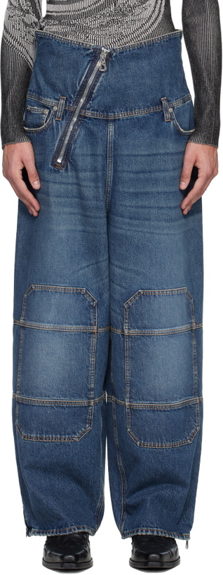 Photo: Jean Paul Gaultier Blue Zipped Patch Jeans