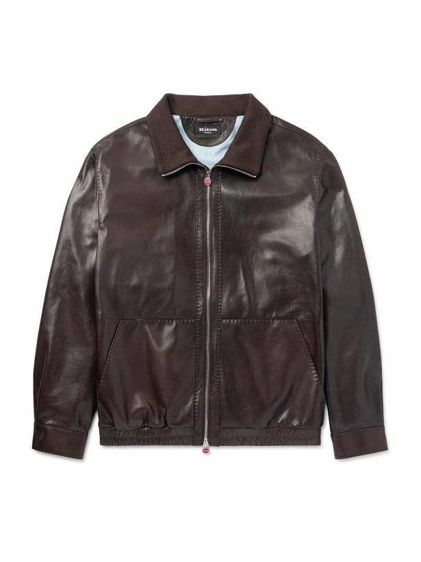 Photo: Kiton - Leather Blouson Jacket - Brown