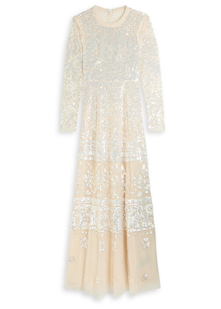Needle & Thread Aurora Sequin-embellished Gown Cream