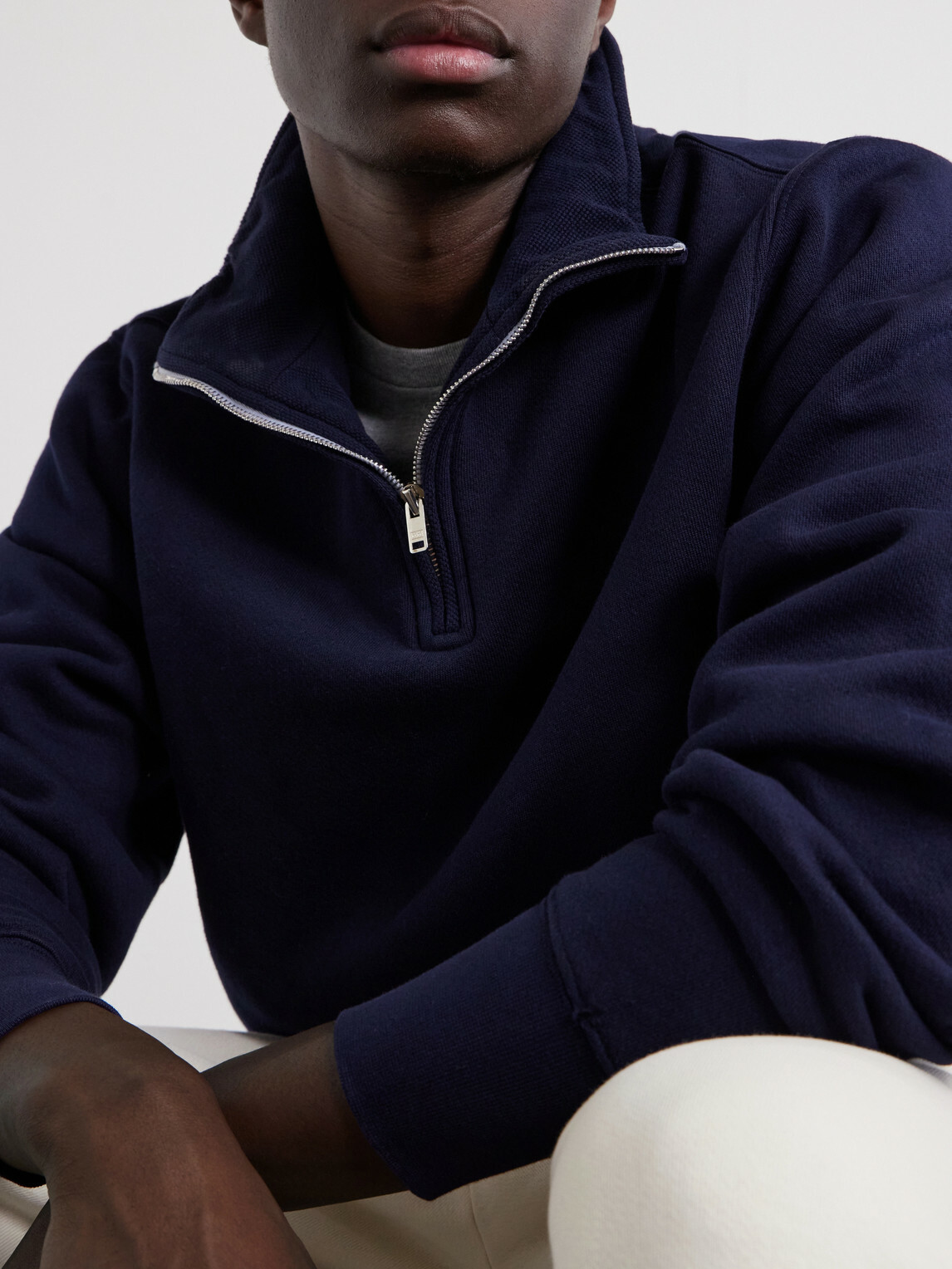 Les Tien - Yacht Garment-Dyed Cotton-Jersey Half-Zip Sweatshirt - Blue