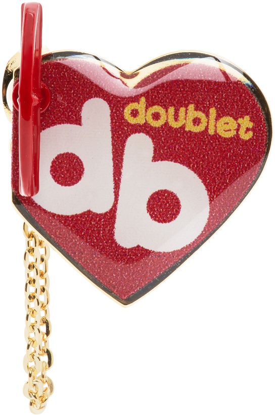 Photo: Doublet Gold & Red Heart Shape Single Earring