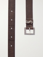 SAINT LAURENT - 2cm Logo-Embellished Leather Belt - Brown - EU 85