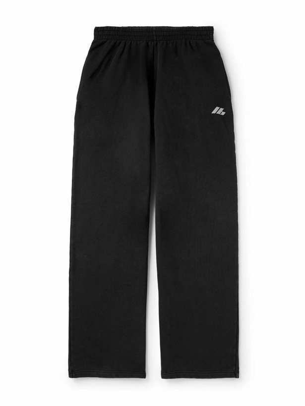 Photo: Balenciaga - Wide-Leg Logo-Print Cotton-Jersey Sweatpants - Black