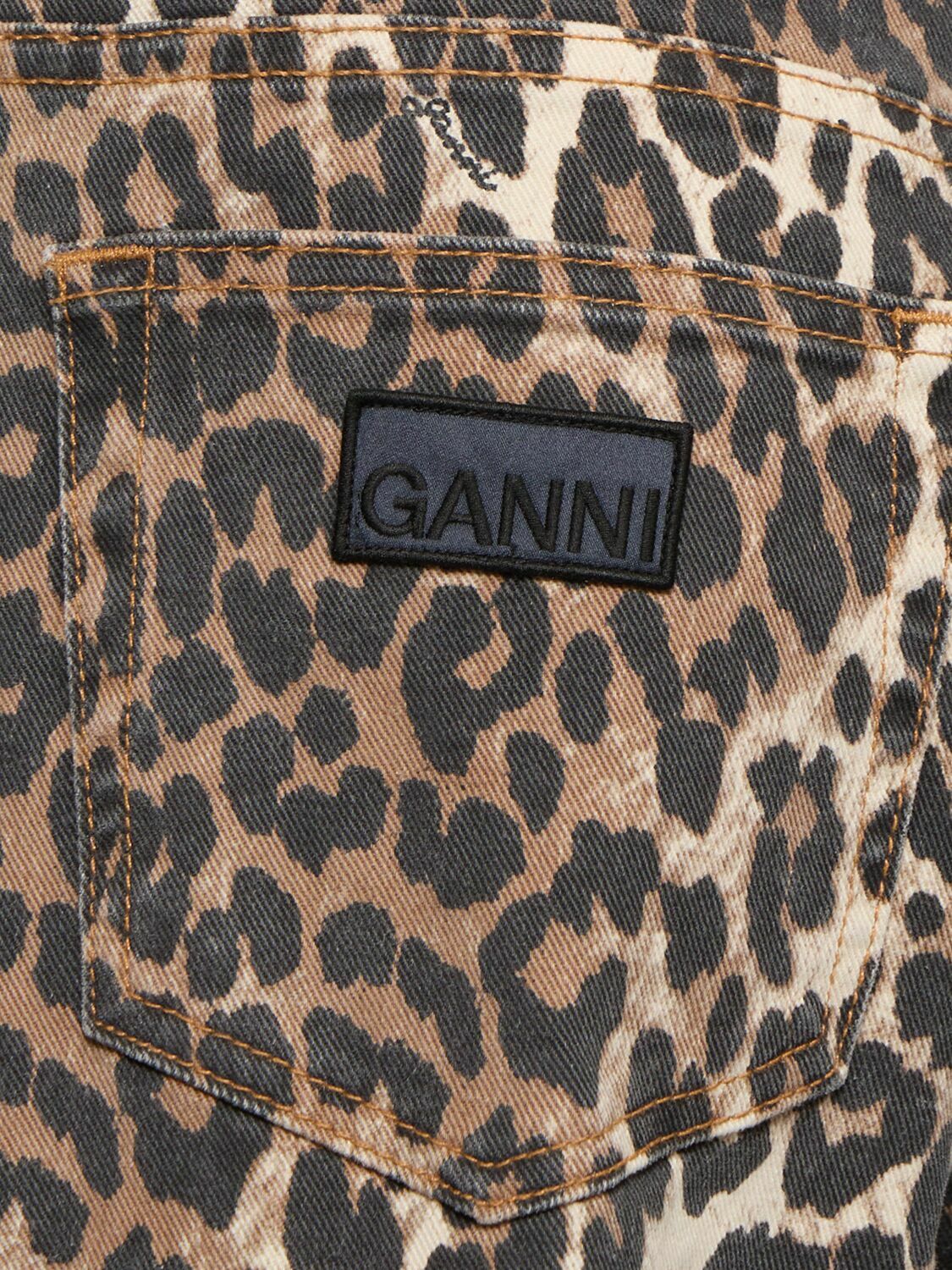 【Ganni】leopard-プリント high-riseフレアジーンズ Leopard-print high-rise flared jeans in brown - Ganni