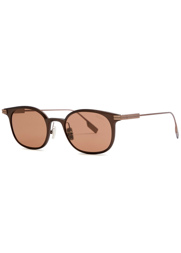 Photo: Zegna Round-frame Sunglasses - Brown Brown - One Size