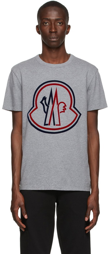 Photo: Moncler Grey Flocked Logo T-Shirt