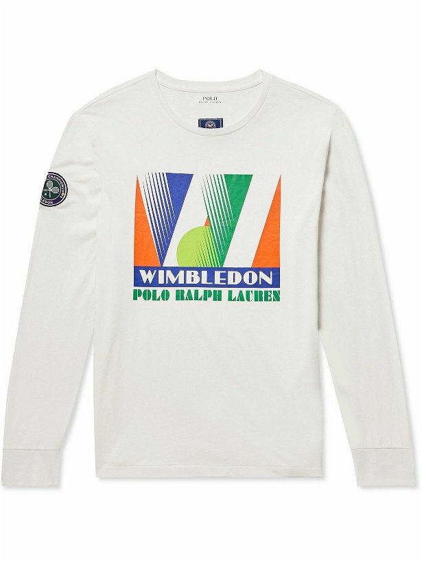 Photo: Polo Ralph Lauren - Wimbledon Appliquéd Logo-Print Cotton-Jersey T-Shirt - White