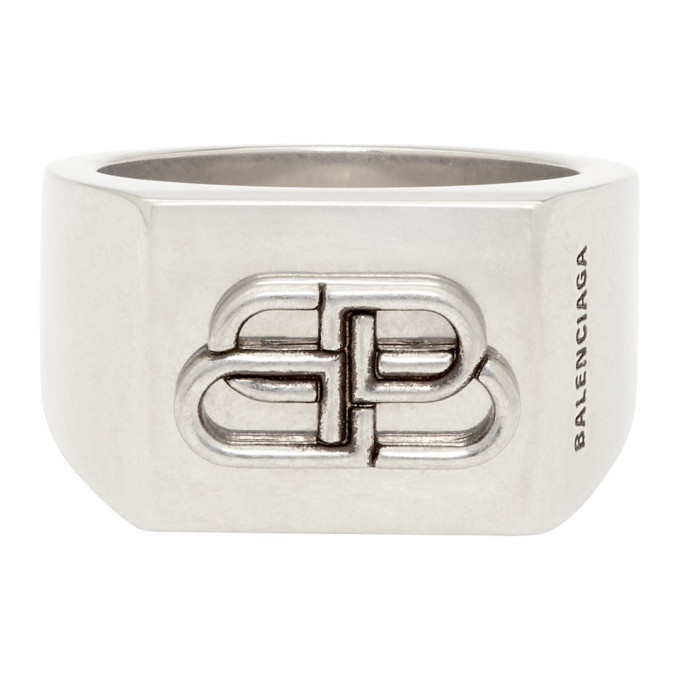 Photo: Balenciaga Silver BB Logo Ring