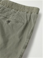 James Perse - Straight-Leg Garment-Dyed Stretch-Cotton and Linen-Blend Trousers - Green