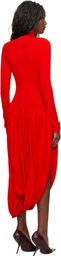 Ferragamo Red Turtleneck Tulip Maxi Dress