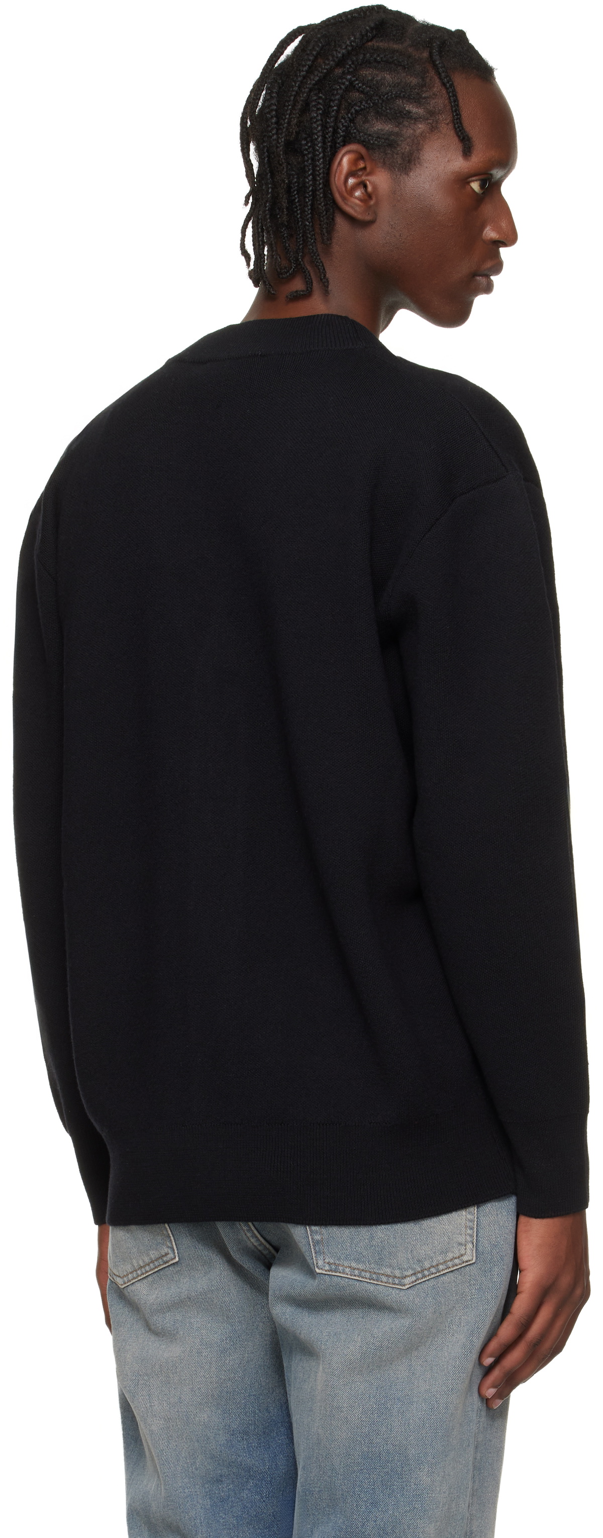 Marine Serre Black Merino Wool Knit Maxi Cardigan