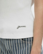 Ganni Heavy Rib Jersey Tank Top Beige Womens Tops & Tank