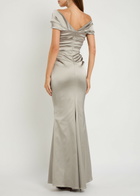 Talbot Runhof Ruched Satin Gown Oyster
