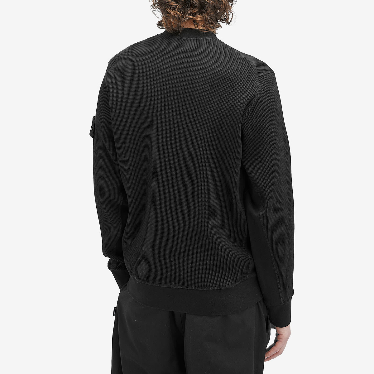 Stone Island Men's Waffle Crew Neck Sweatshirt in Black Stone Island
