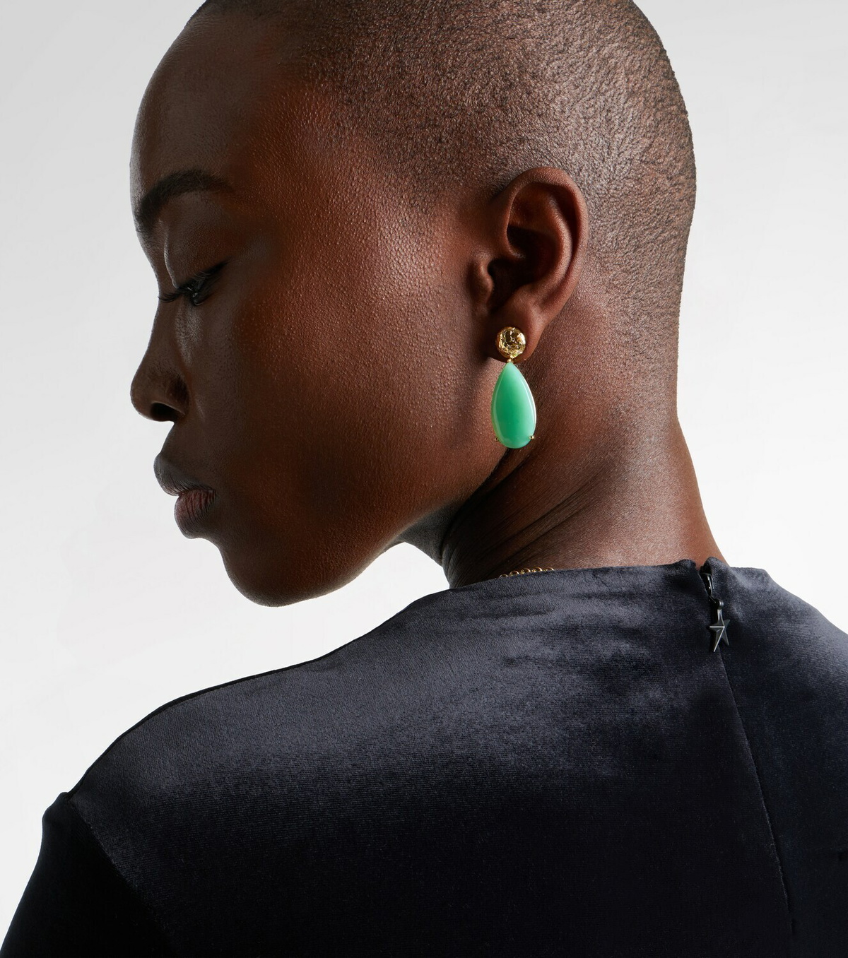 Octavia Elizabeth Imogen 18kt gold drop earrings with chrysoprase and diamonds
