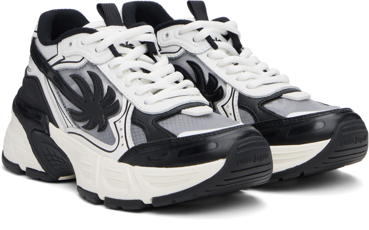 Palm Angels Black & White PA 4 Leather Sneakers