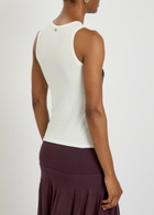 Rabanne Metallic-print Stretch-cotton Tank top White And Black