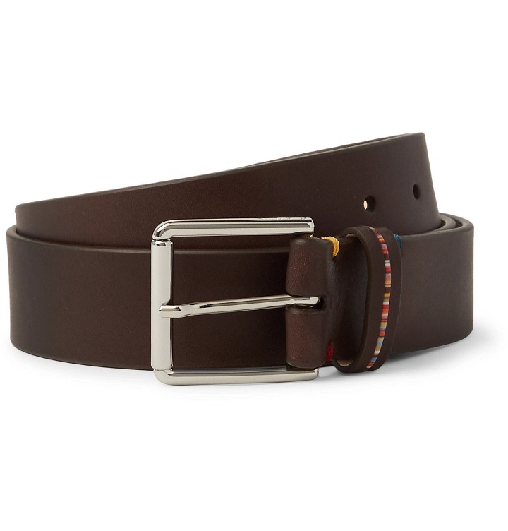 Photo: Paul Smith - 3.5cm Embroidered Leather Belt - Brown