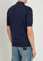 Dolce & Gabbana Logo-jacquard Silk Polo Shirt Blue