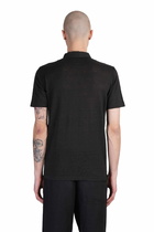 120% Lino Polo In Black Linen