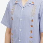 Universal Works Men's Embroidered Road Shirt in Blue