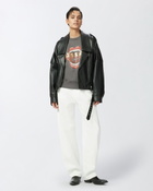 Pinko Crew Neck Sweatshirt With Lips Race Mouth Print Grey Dark Seagull