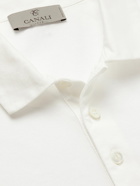 Canali - Slim-Fit Cotton-Piqué Polo Shirt - White