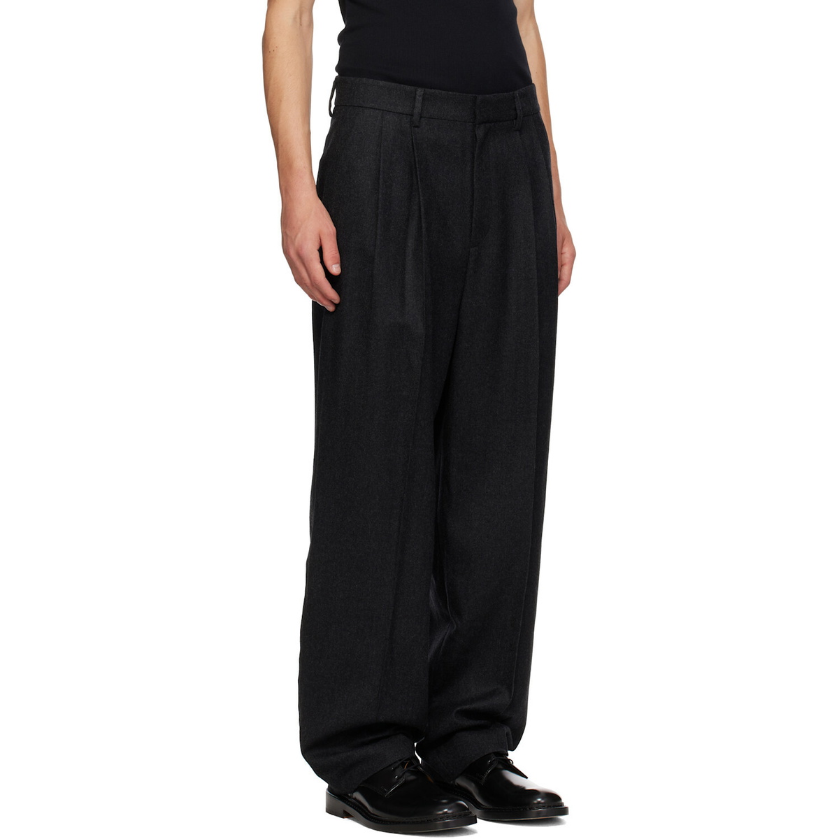 LE17SEPTEMBRE Gray Two-Tuck Wool Trousers