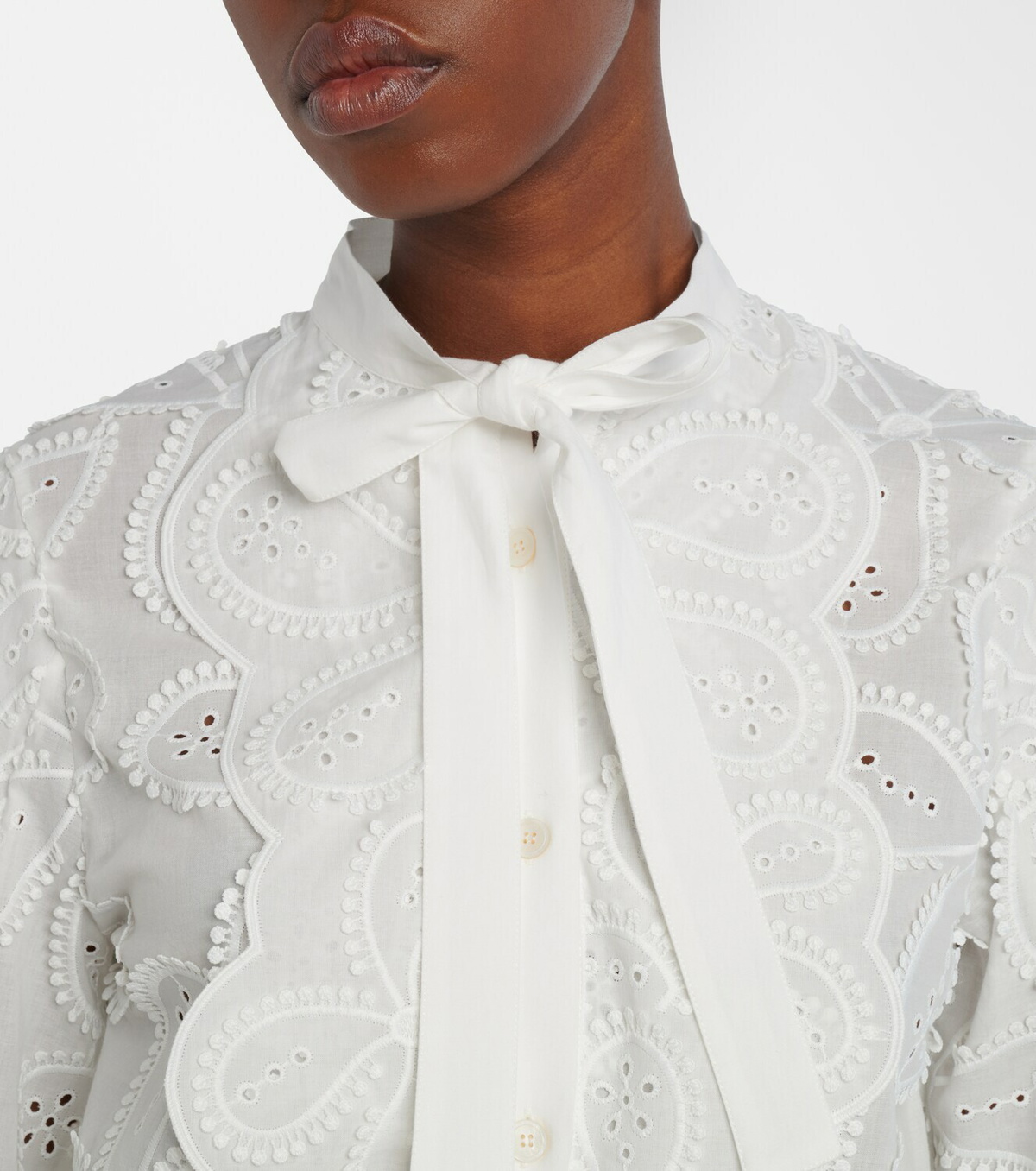 Elie Saab Embroidered tie-neck blouse