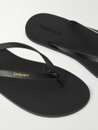 SAINT LAURENT - San Maine Logo-Print Leather Sandals - Black