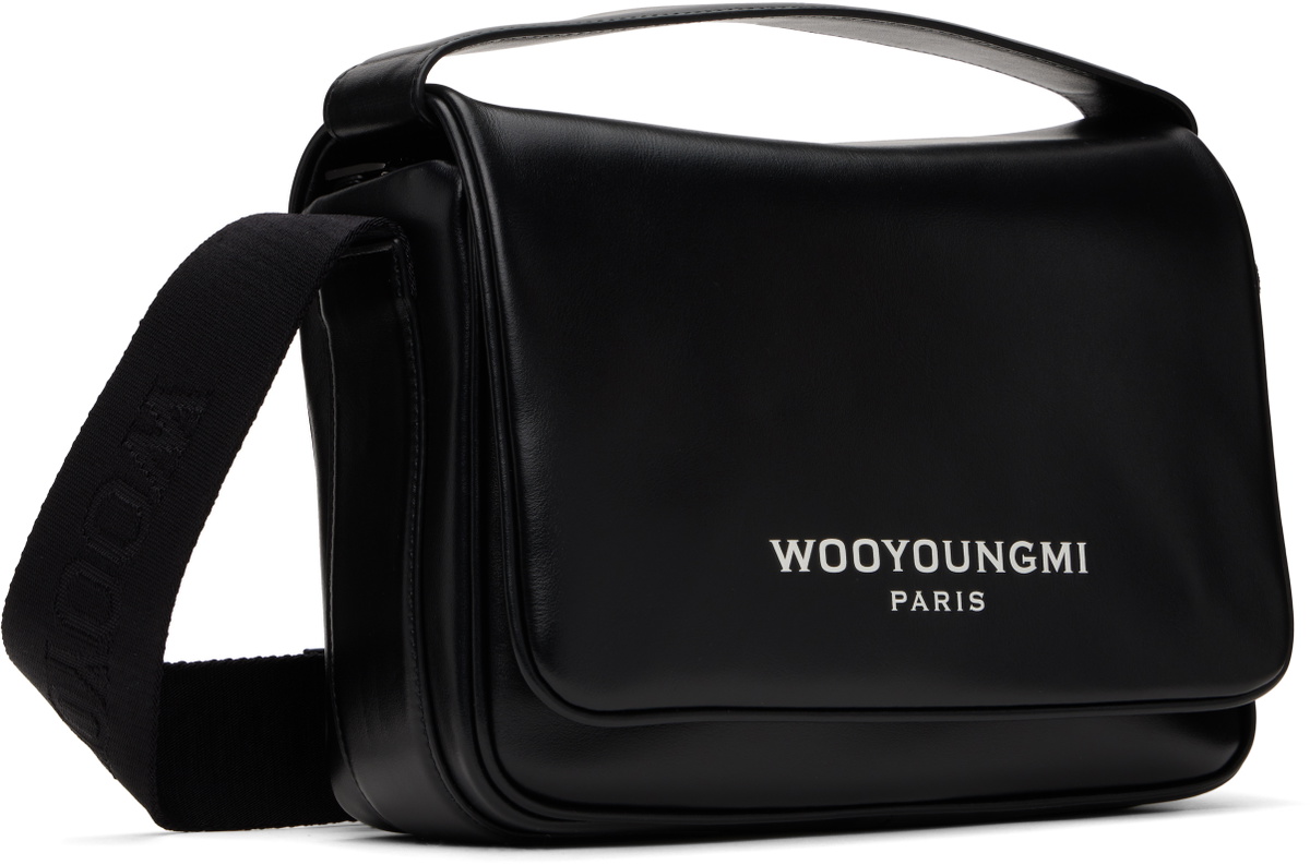 WOOYOUNGMI Black Logo Leather Messenger Bag