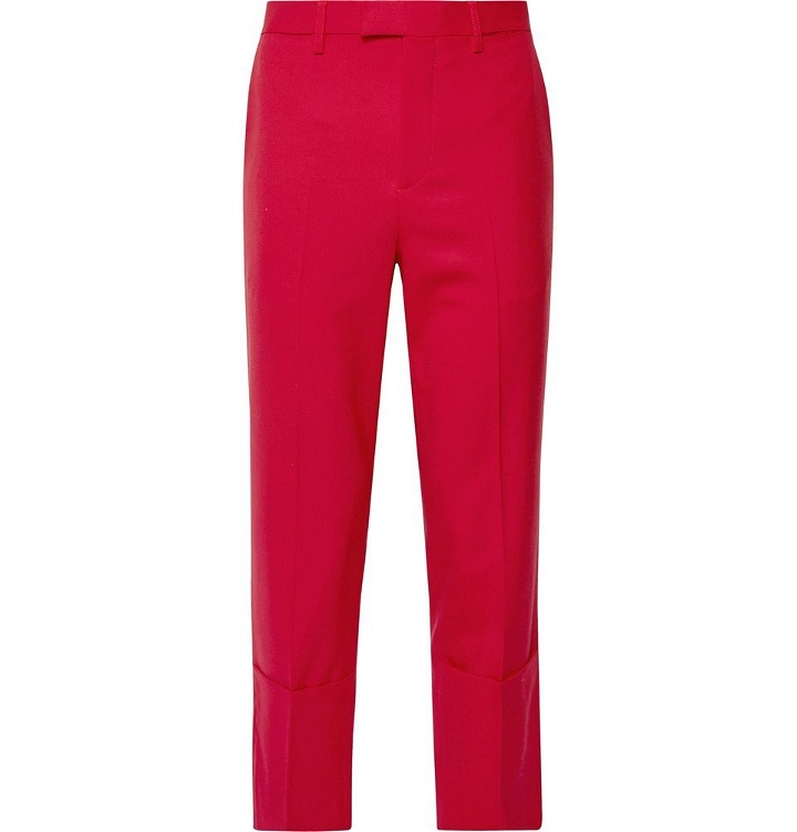 Photo: Raf Simons - Cropped Virgin Wool-Blend Trousers - Red