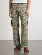 Cherry Los Angeles - Camouflage Paint-splattered Cargo Wide-leg Trousers - Green