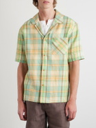 God's True Cashmere - Convertible-Collar Checked Linen Shirt - Green