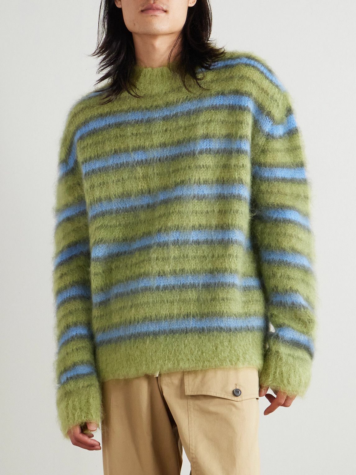 Marni - Striped Mohair-Blend Sweater - Green