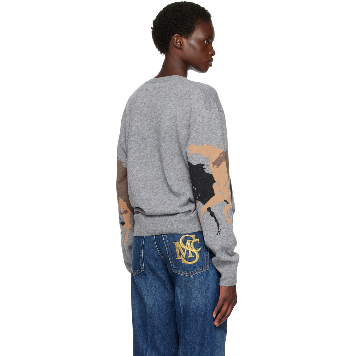 Stella McCartney Gray Racing Horses Sweater