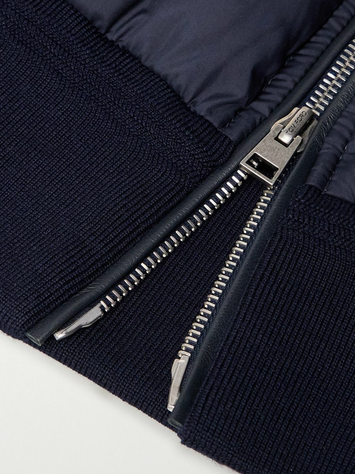 TOM FORD - Leather-Trimmed Quilted Shell and Wool Down Jacket - Blue