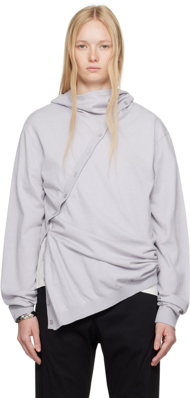 Photo: POST ARCHIVE FACTION (PAF) Gray 8.0 Center Knit Hoodie