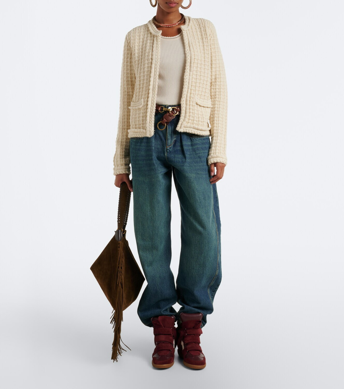 Isabel Marant Bekett leather and suede wedge sneakers
