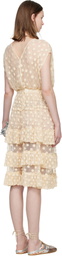 Dries Van Noten Off-White Ruffled Mesh Midi Dress